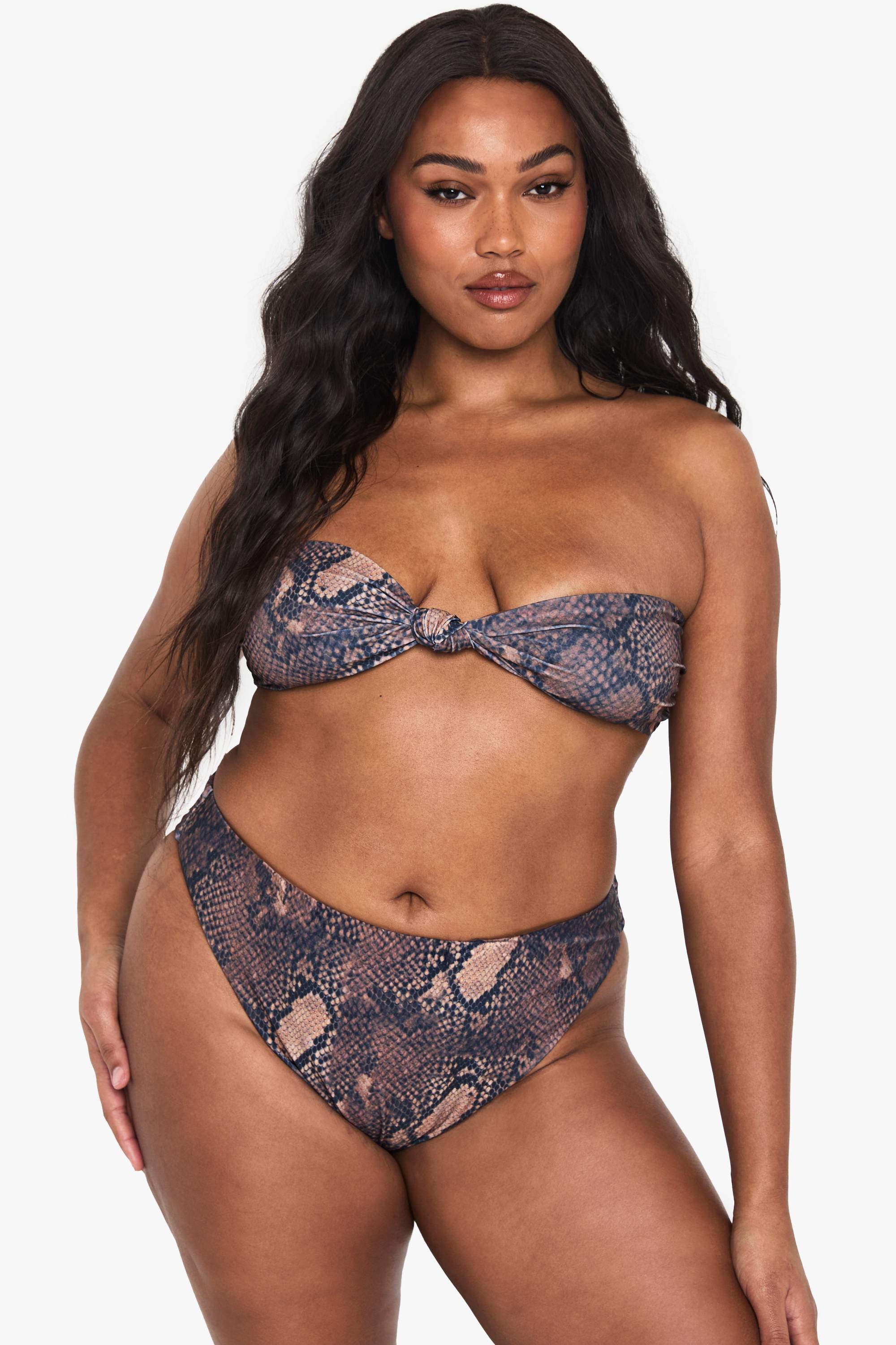 boohoo Plus Bas de Bikini à Imprimé synthétique à Taille Haute