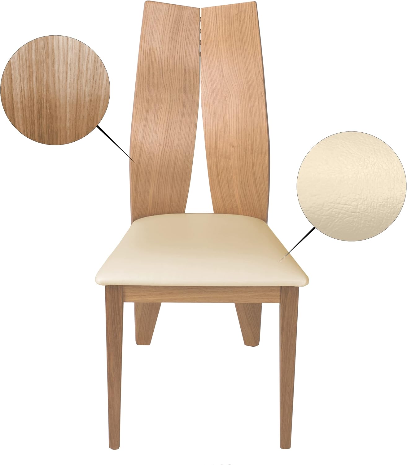 Exklusiver Esszimmerstuhl aus Eiche mit Kunstlederbezug - Elegantes Design, ergonomisch geformt - Perfekt für Küche, Esszimmer, Büro oder Wohnzimmer (Eiche, Weiss)