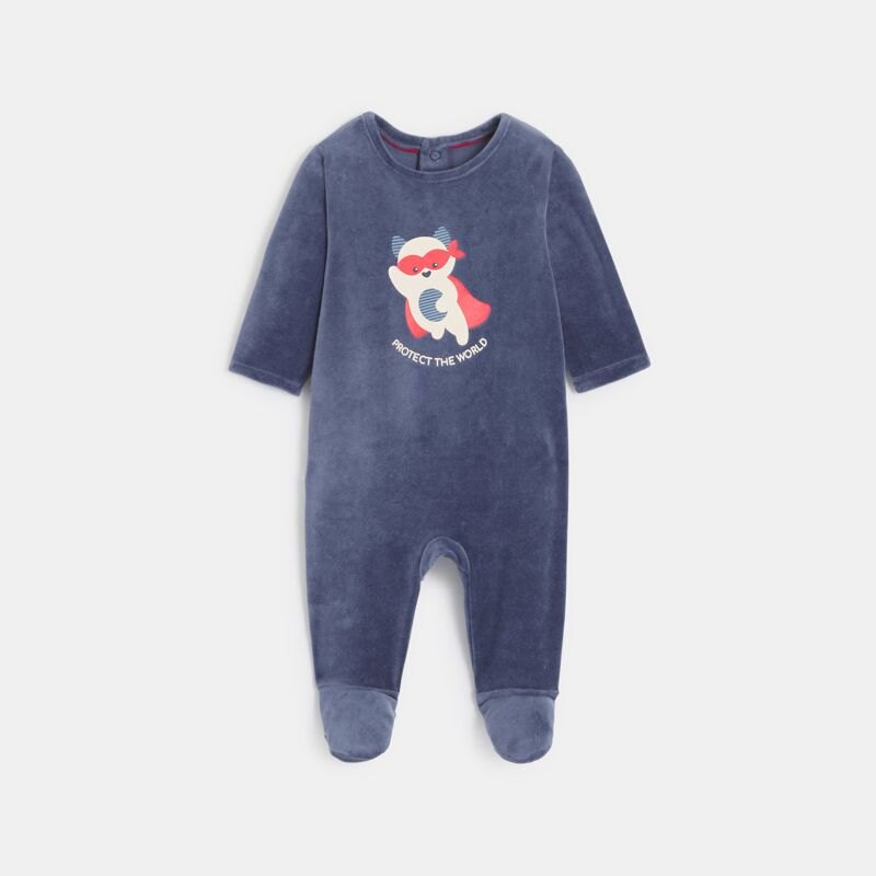 Dors-bien velours bleu bébé garçon Bleu