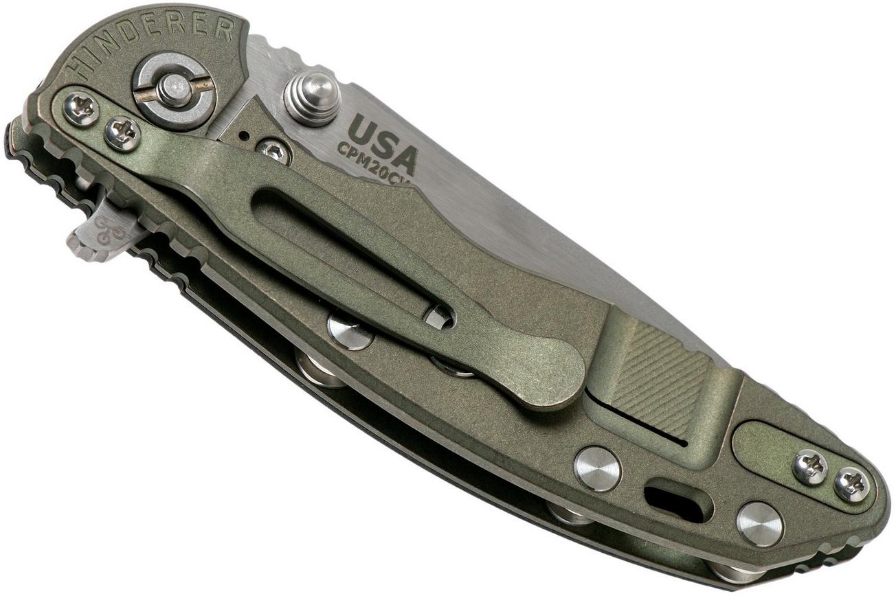 Rick Hinderer XM-18 3” Spanto Gen 4 CPM 20CV Black G10, Battle Green, zakmes