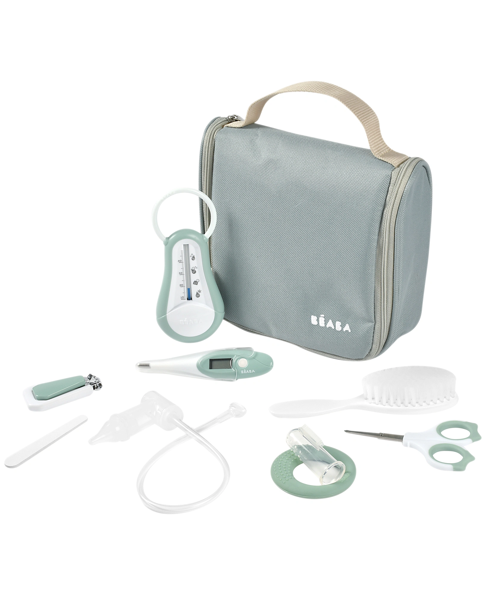 Kulturbeutel BABY CARE zum Aufhängen 9-teilig in sage green