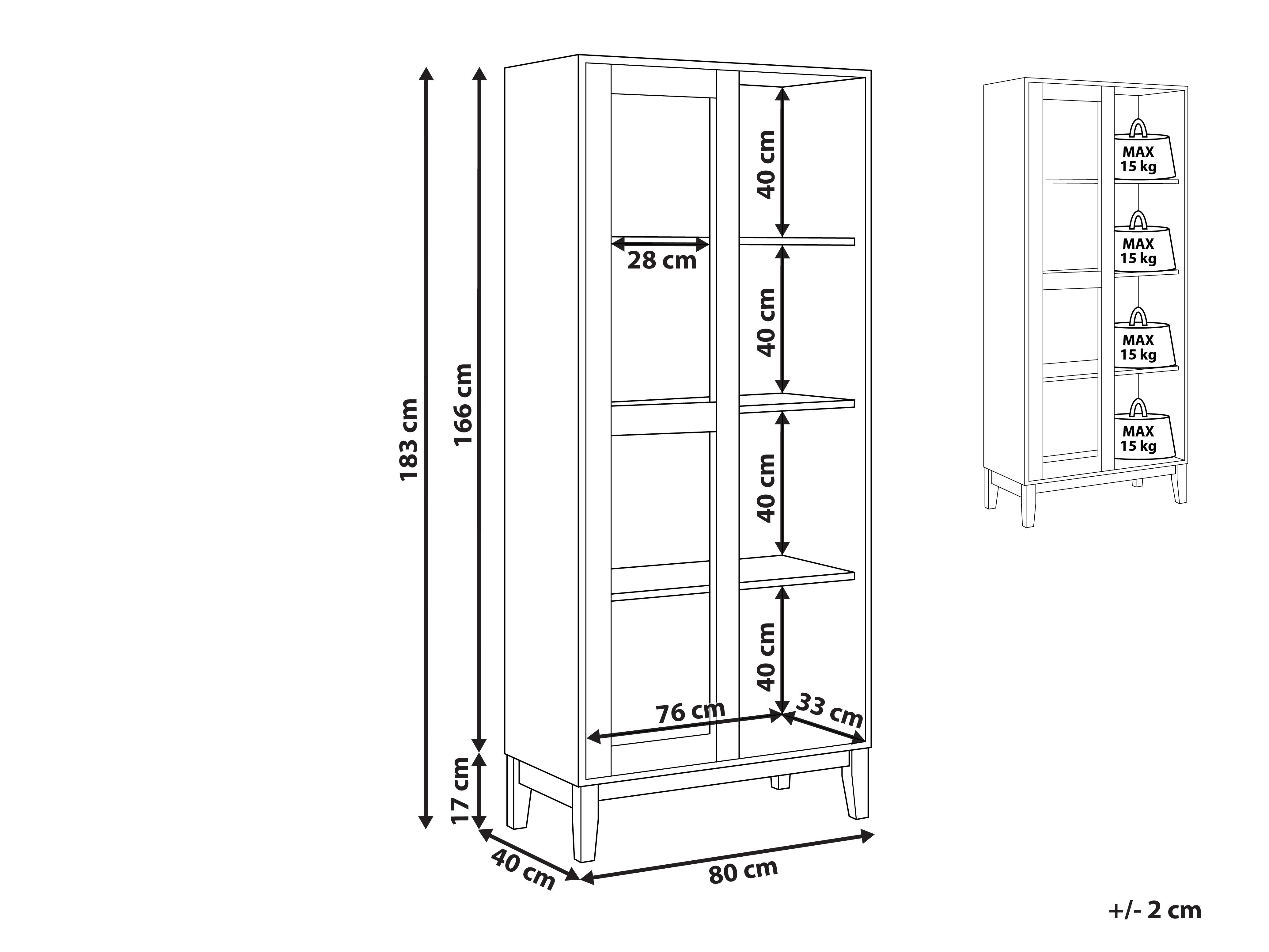 Glazen vitrinekast RUMSON 80 cm Lichtbruin