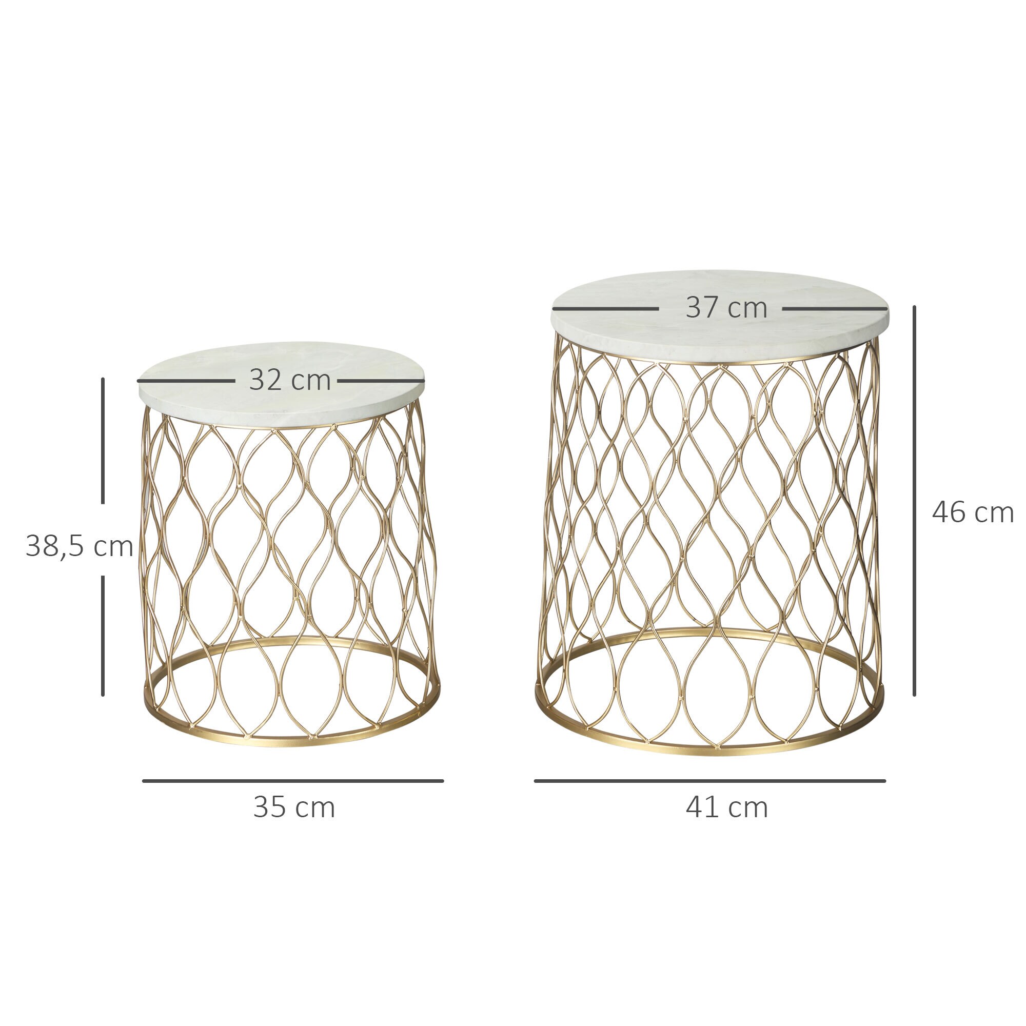 Outsunny Gartentisch mit Stahlrahmen gold 41L x 41B x 46H cm