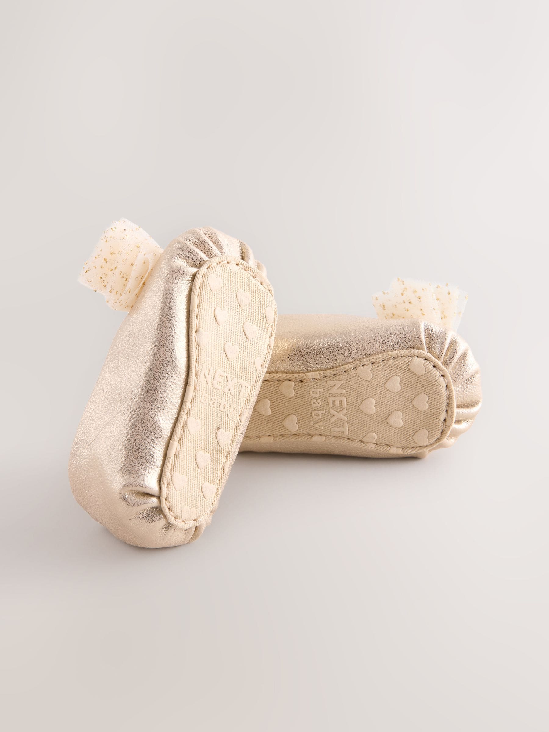 Goud - Feestelijke babyschoenen met strik (0-18mnd)