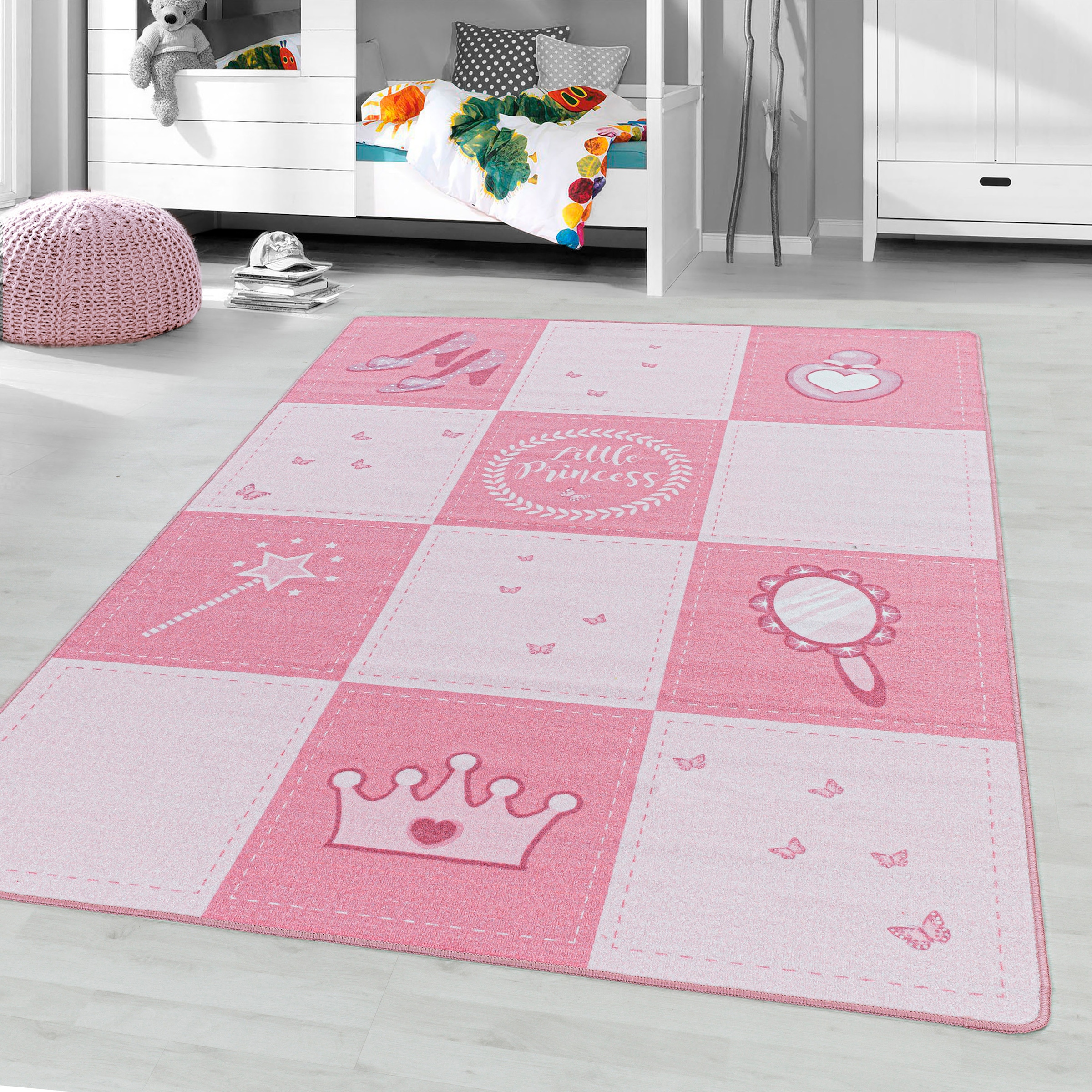 Ayyildiz Teppiche Kinderteppich »PLAY 2905« rechteckig 6 mm Höhe robuster Kurzflor, Prinzessin, Kinderzimmer