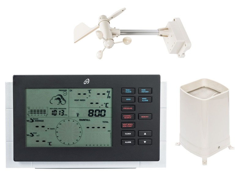 Weerstation met radio en wind- en regenmeter