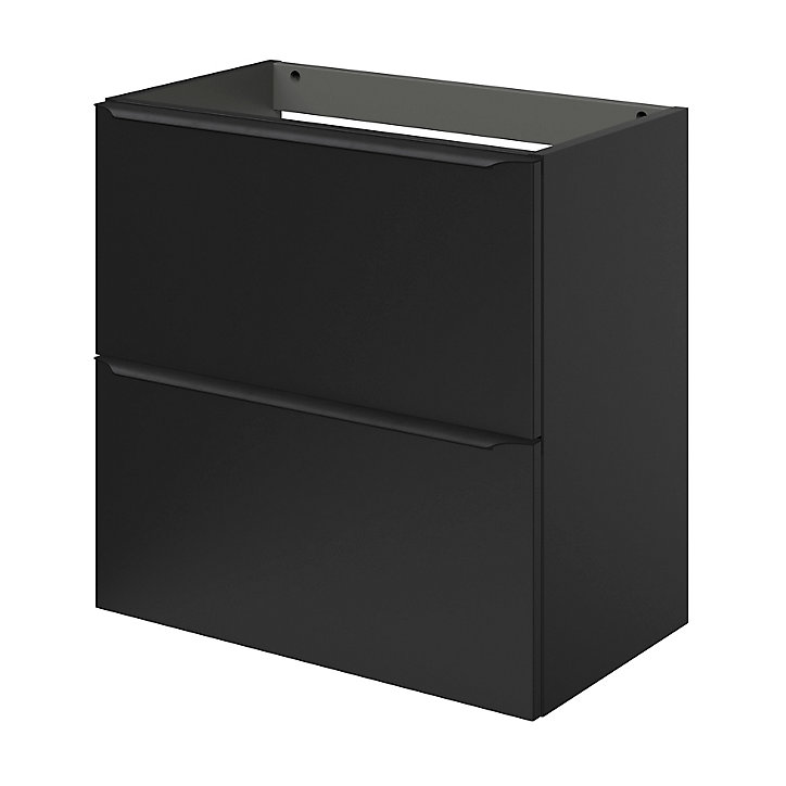 Meuble sous vasque faible profondeur à suspendre GoodHome Imandra noir mat L. 60 x H. 60 x P. 36 cm