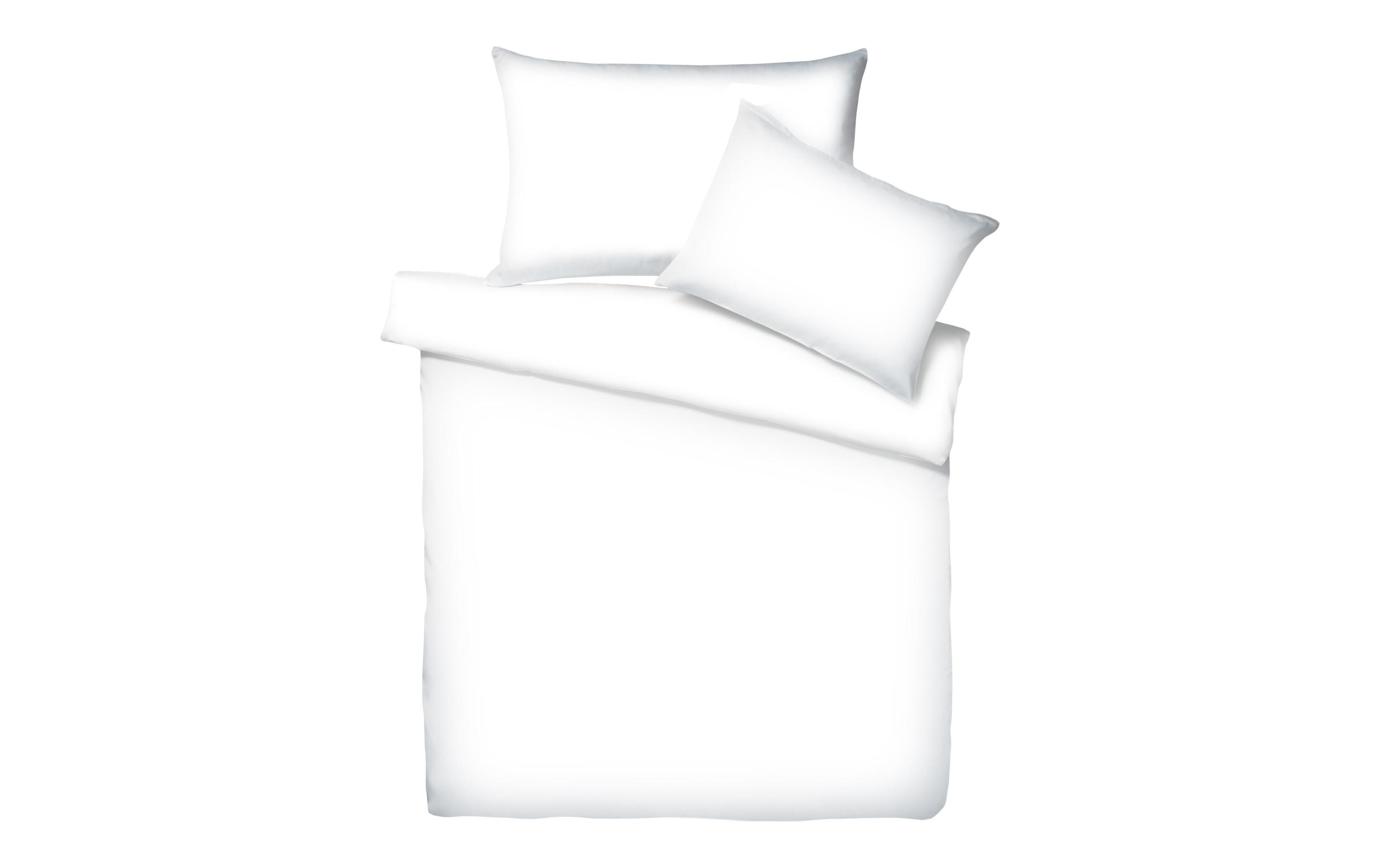 Kopfkissenbezug Uni Satin 50 x 70 cm, WeissBettwäsche aus Baumwollsatin mit Reissverschluss