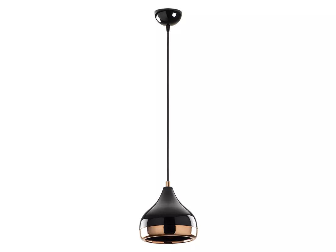 Suspension en métal à hauteur réglable - D. 17 x H. 25/112 cm - Noir et cuivré - YILDO