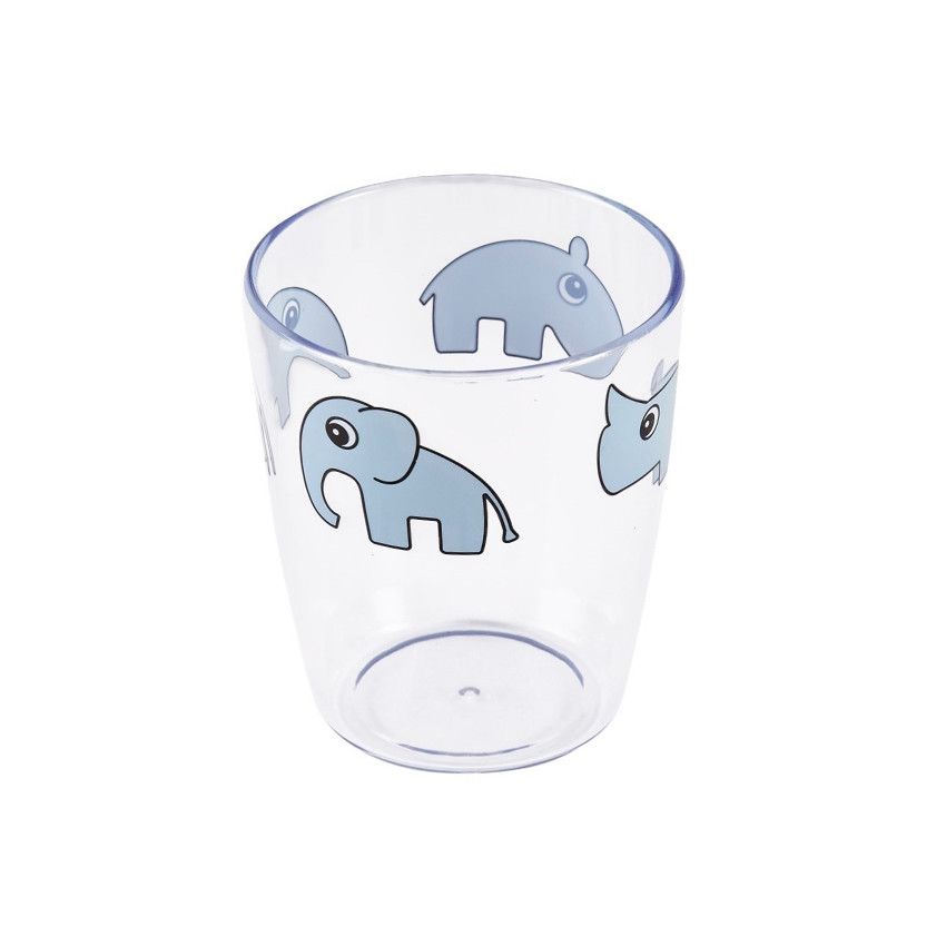 Verre en acrylique motif éléphants Yummy - Transparent - Ecru