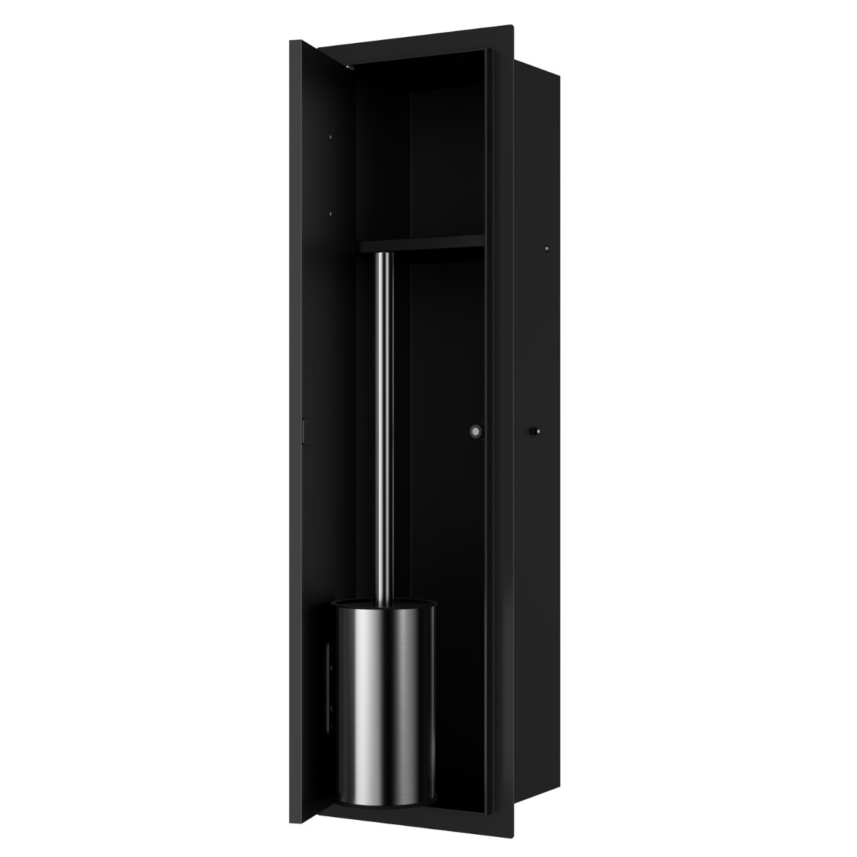 Saniclear Hide inbouw toiletborstel met rolhouder mat zwart