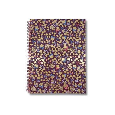 Blue Art Grenadine Heart - Carnet de notes à spirale ligné - 15 x 21 cm - 120 pages - jardin fleuri