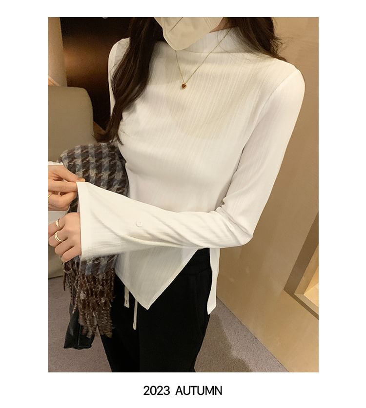 Para Para - T-shirt met lange mouwen en mockneck en split