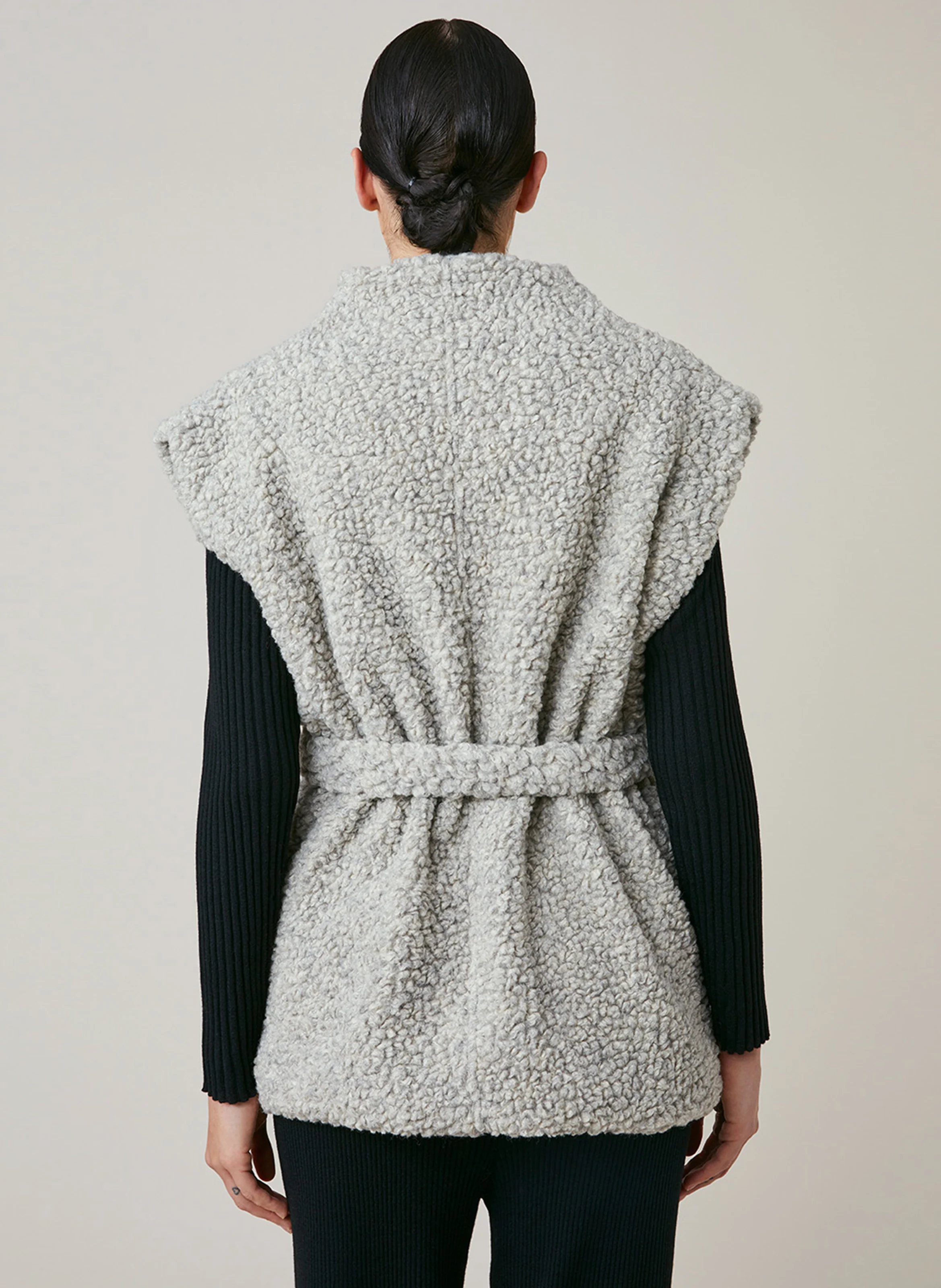 GIULIA - Veste sans manches en laine bouclée | Blanc