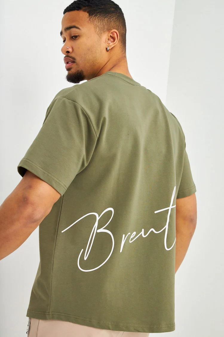 T-shirt kaki à inscriptions blanches Brentiny