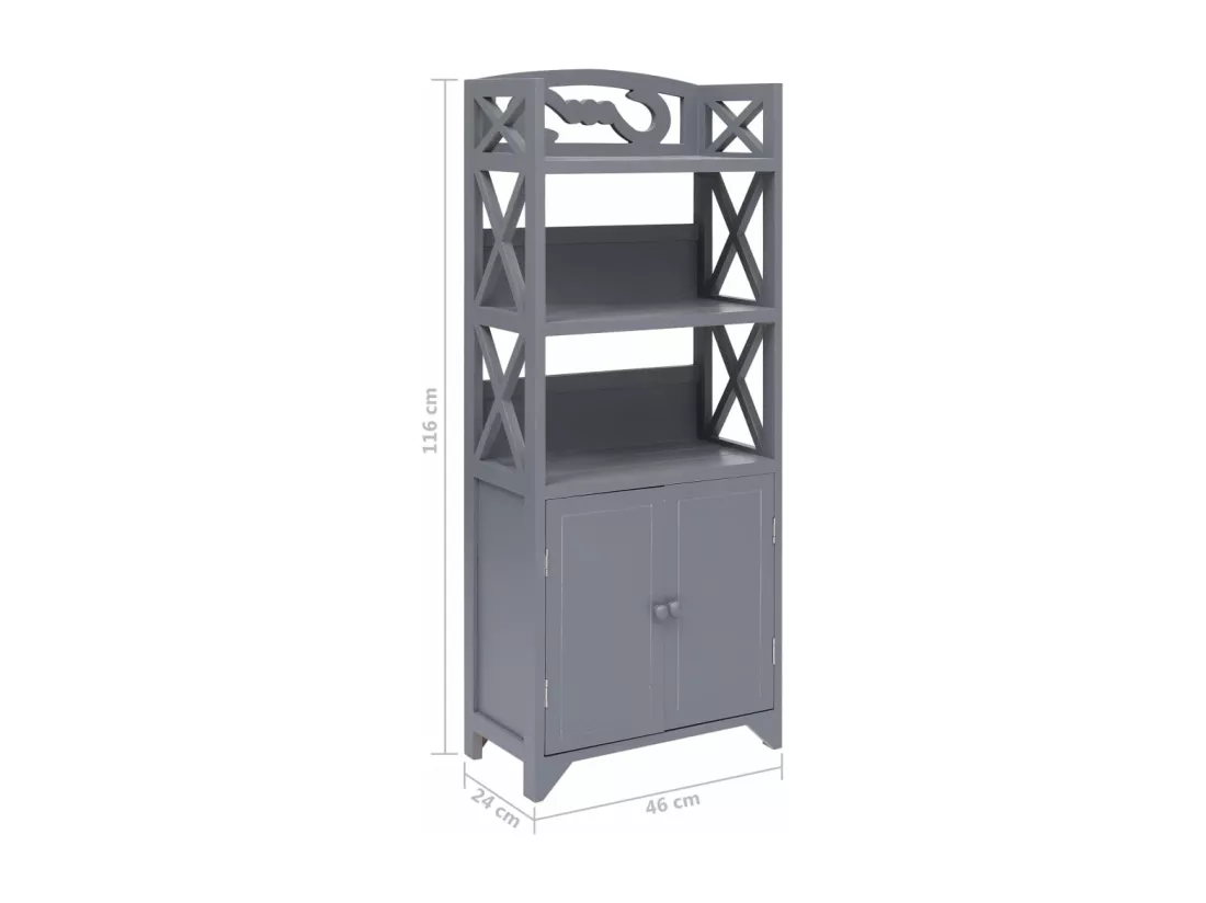 Armoire de salle de bain Gris 46x24x116 cm Bois de Paulownia