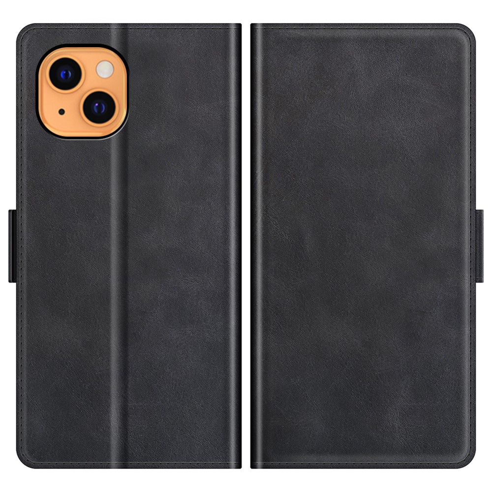 iPhone 13 Vintage Leder Tasche Flip Cover Fashion Design - Schwarz