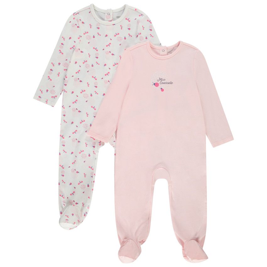 Lot de 2 dors-bien en jersey print coccinelle pour bébé fille - Rose