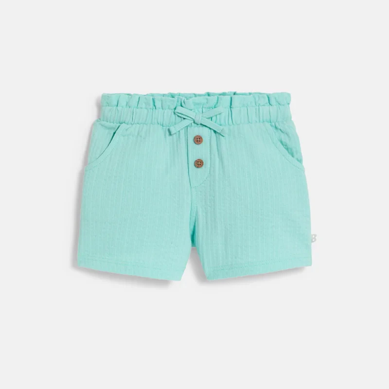 Short coton fantaisie léger bleu bébé fille Bleu