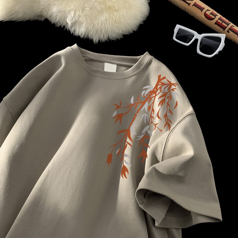 Wolfkane - T-shirt met korte mouwen en ronde hals en bamboeprint