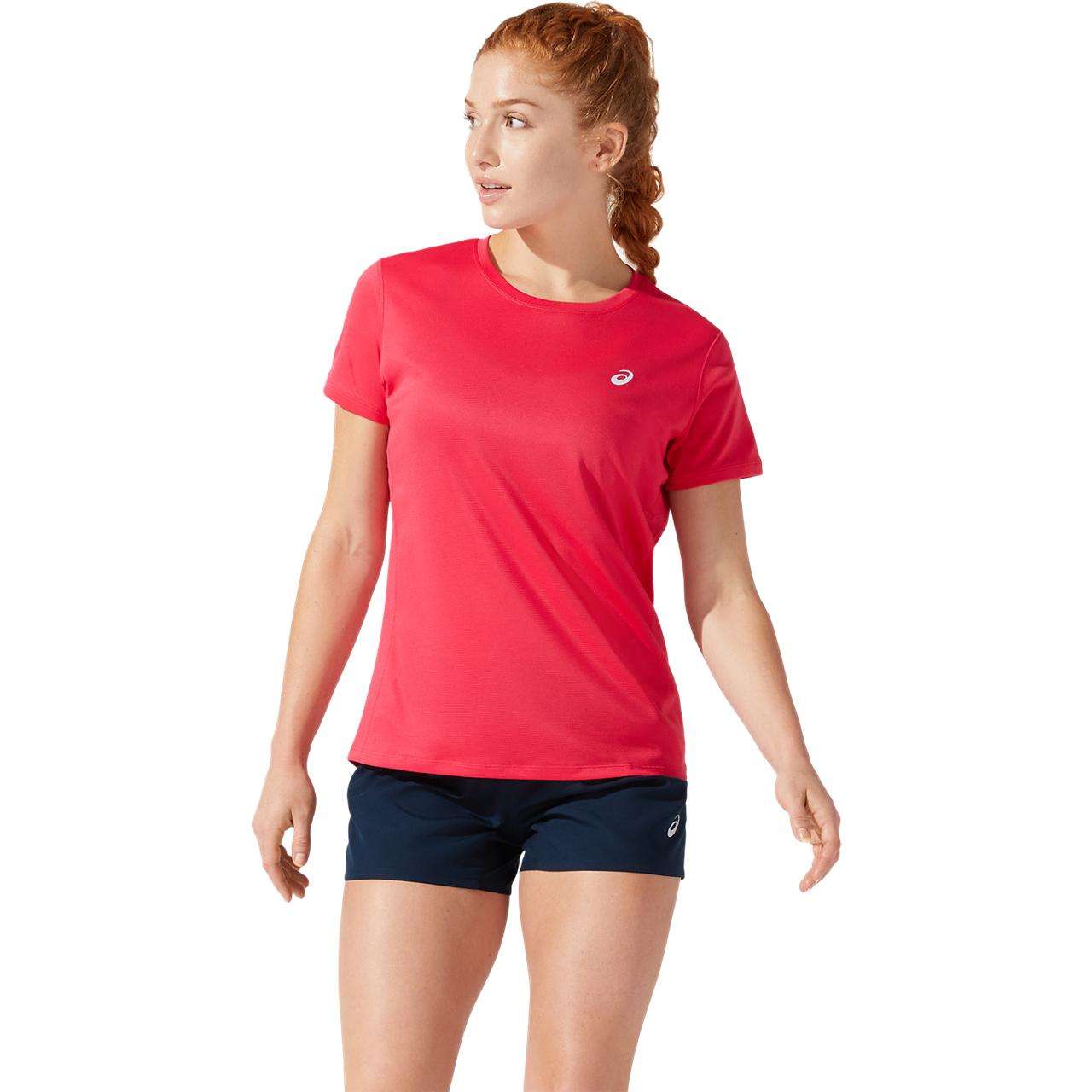 ASICS Core Hardloopshirt Korte Mouwen Roze/Zilver Dames