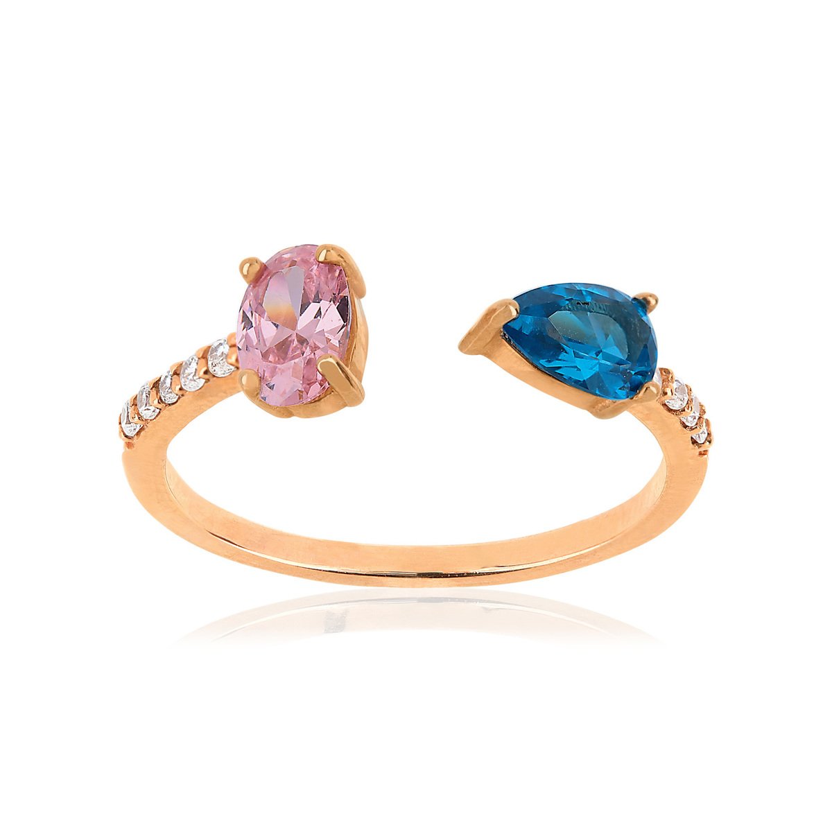 Bague or 375 rose zirconia