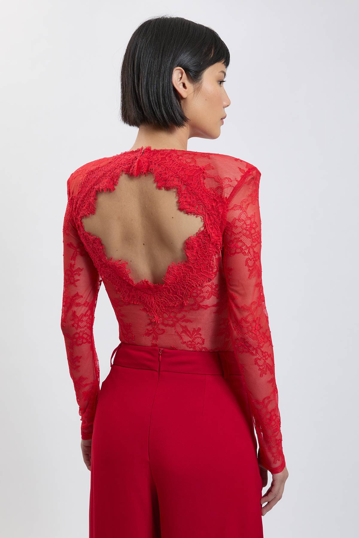 KarenMillen Body En Dentelle À Manches Longues Petite