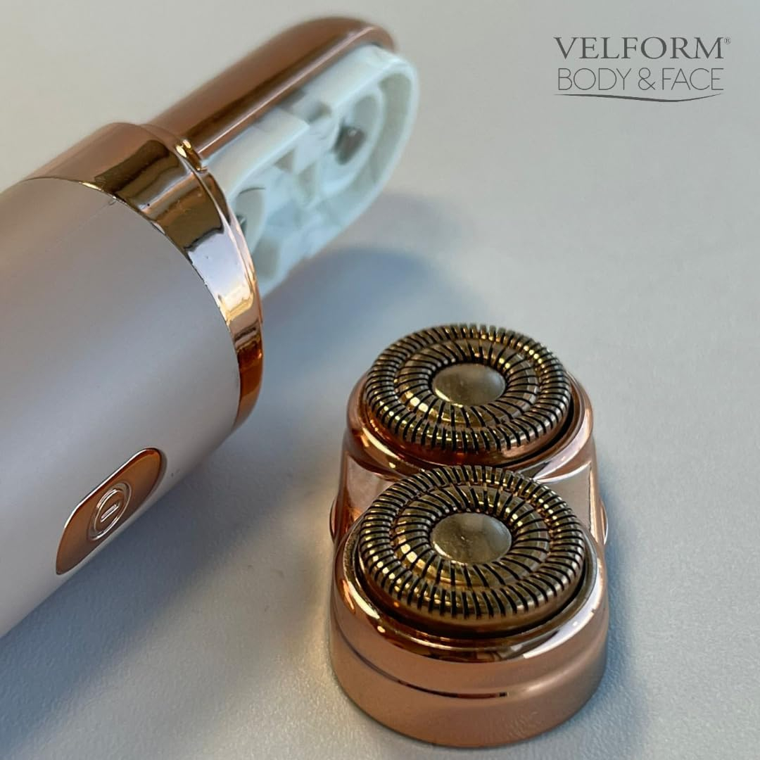 Body & Face Elektrischer Rasierer Doppel Scherkopf Haarentfernung inkl. Aufsatz (Batteriebetrieben) (VCSVFCIND0296) - Rosa / Gold