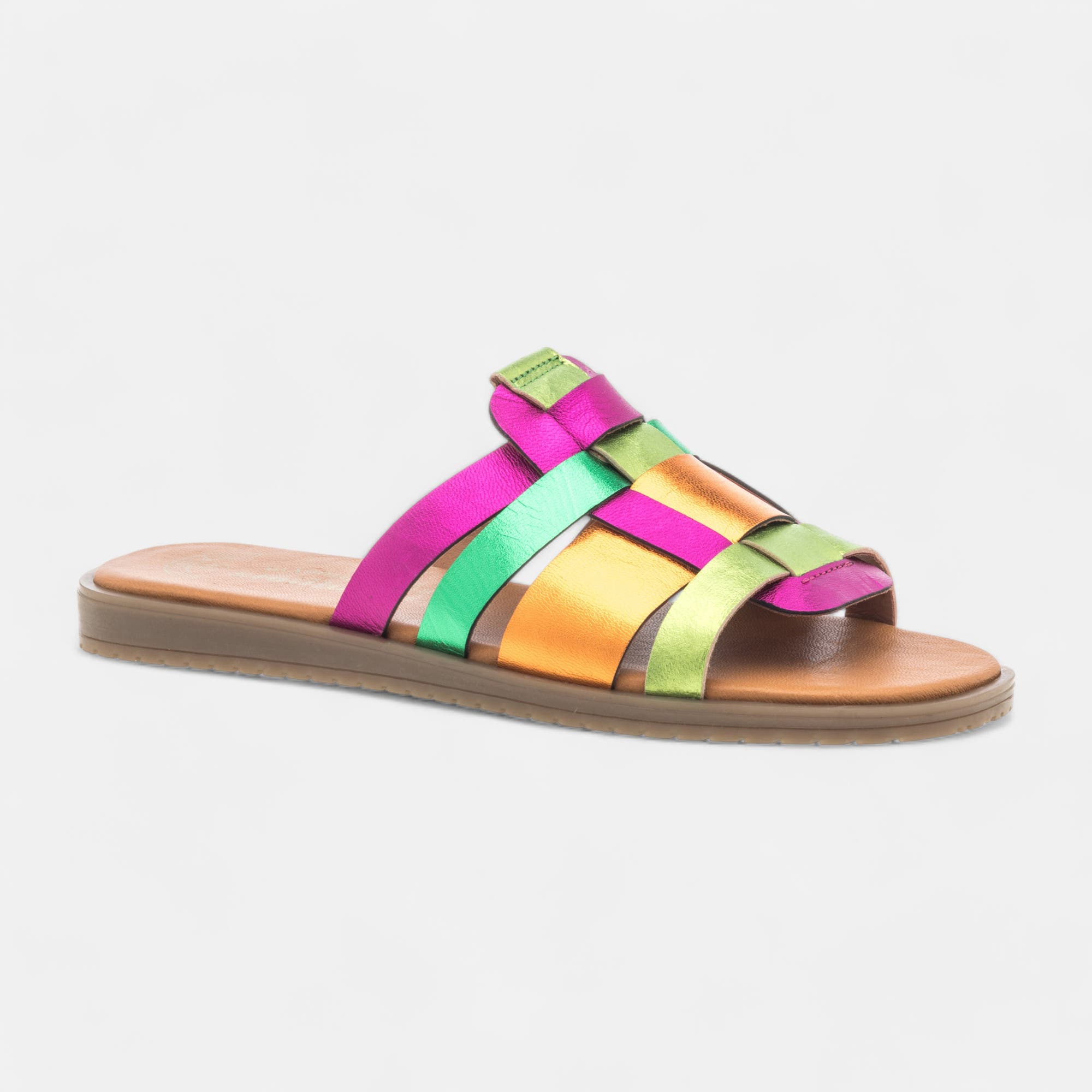 Mules Femme en cuir orange