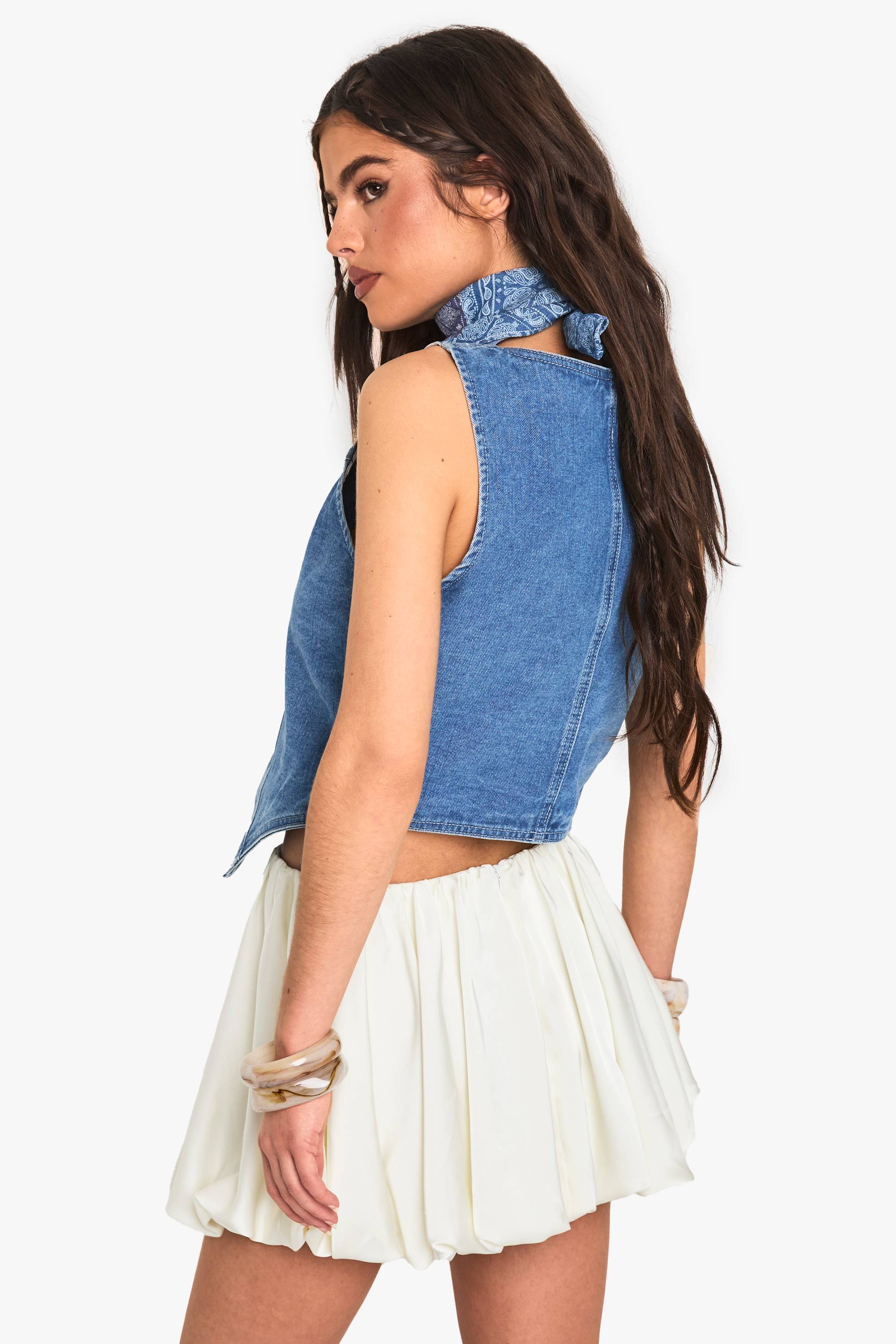 boohoo Jupe Mini en Satin Puffball