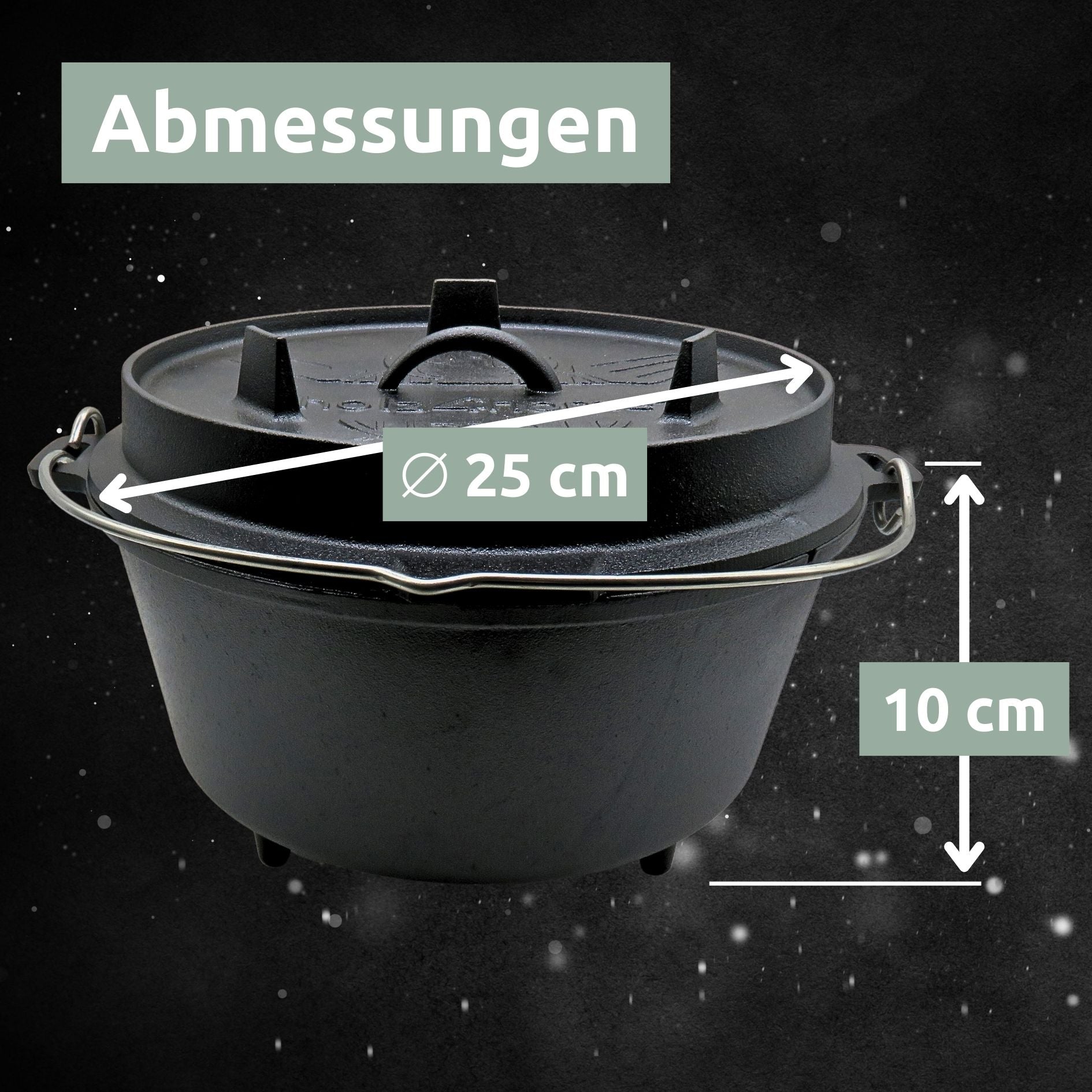 holz4home® Dutch Oven Set 9-teilig in Holzkiste I 4,7L Feuertopf Viel Zubehör: kleiner Topf, Grillplatte, Pfanne, Handschuhe uvm.