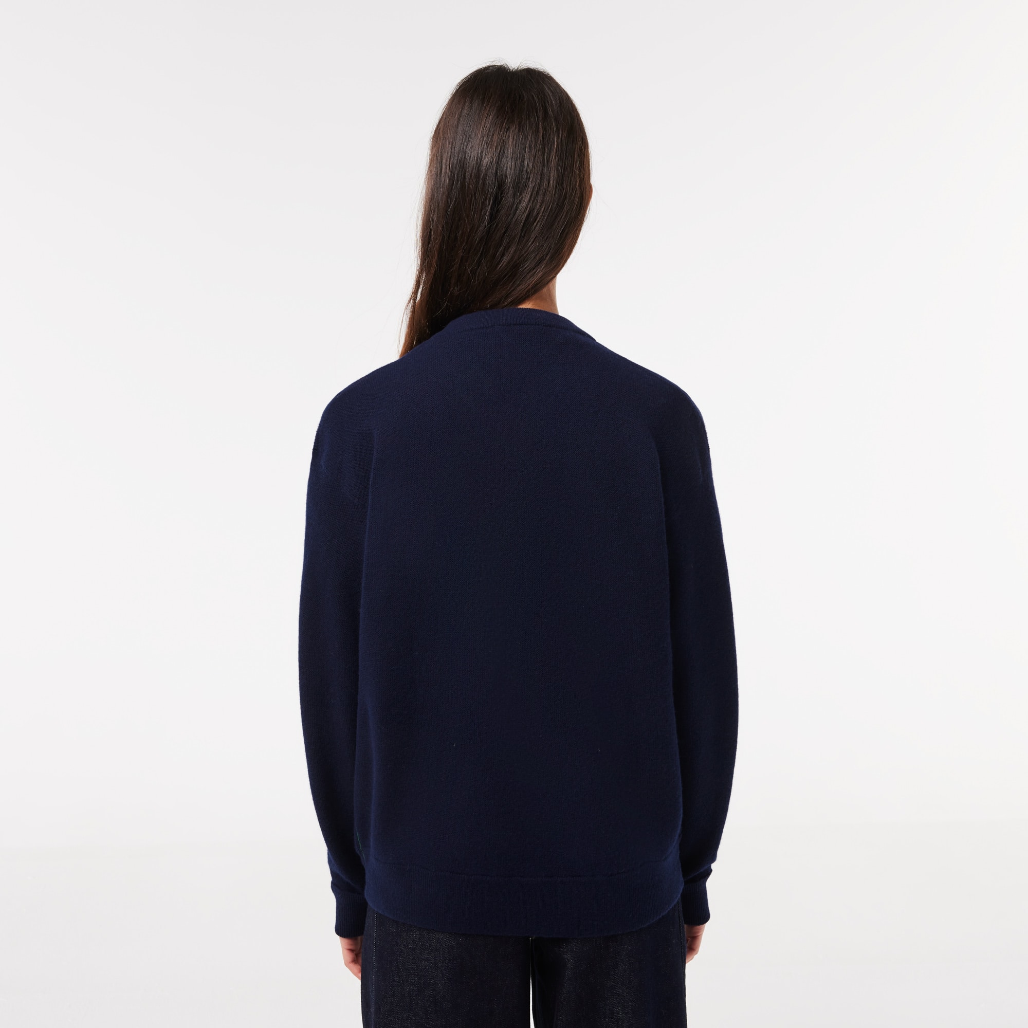 Pull femme Lacoste col rond en laine Pullovers - Bleu - Lacoste - Femme