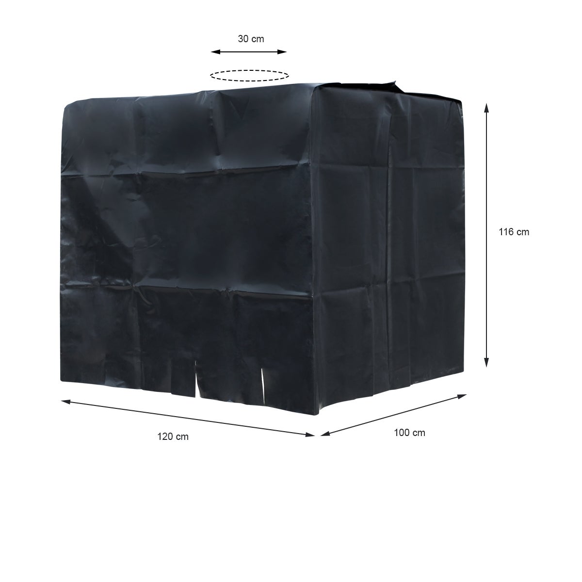 ECD Germany IBC-tankafdekking, zeildoek voor 1000 liter watertank, 120 x 100 x 116 cm, zwart, gemaakt van HDPE, anti-uv-beschermhoes, beschermhoes voor regenwatertank, regenton, container