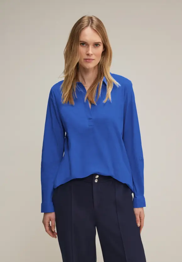 Business Longbluse - fresh intense gentle blue