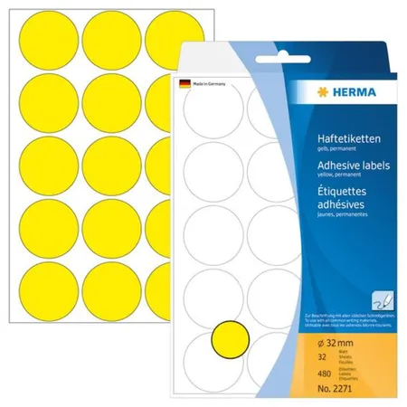 HERMA Farbpunkte, gelb, rund Ø 32mm, 480 Stück
