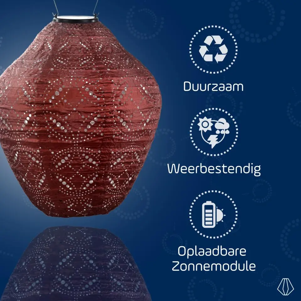 LUMIZ Solar Lampion Mandela Jar - 30 cm - Koper