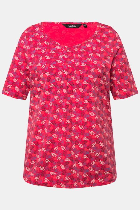 T-Shirt, A-Linie, Zierfalten, Herzausschnitt, Halbarm