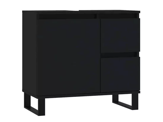 Armoire de salle de bain noir 65x33x60 cm bois d'ingénierie