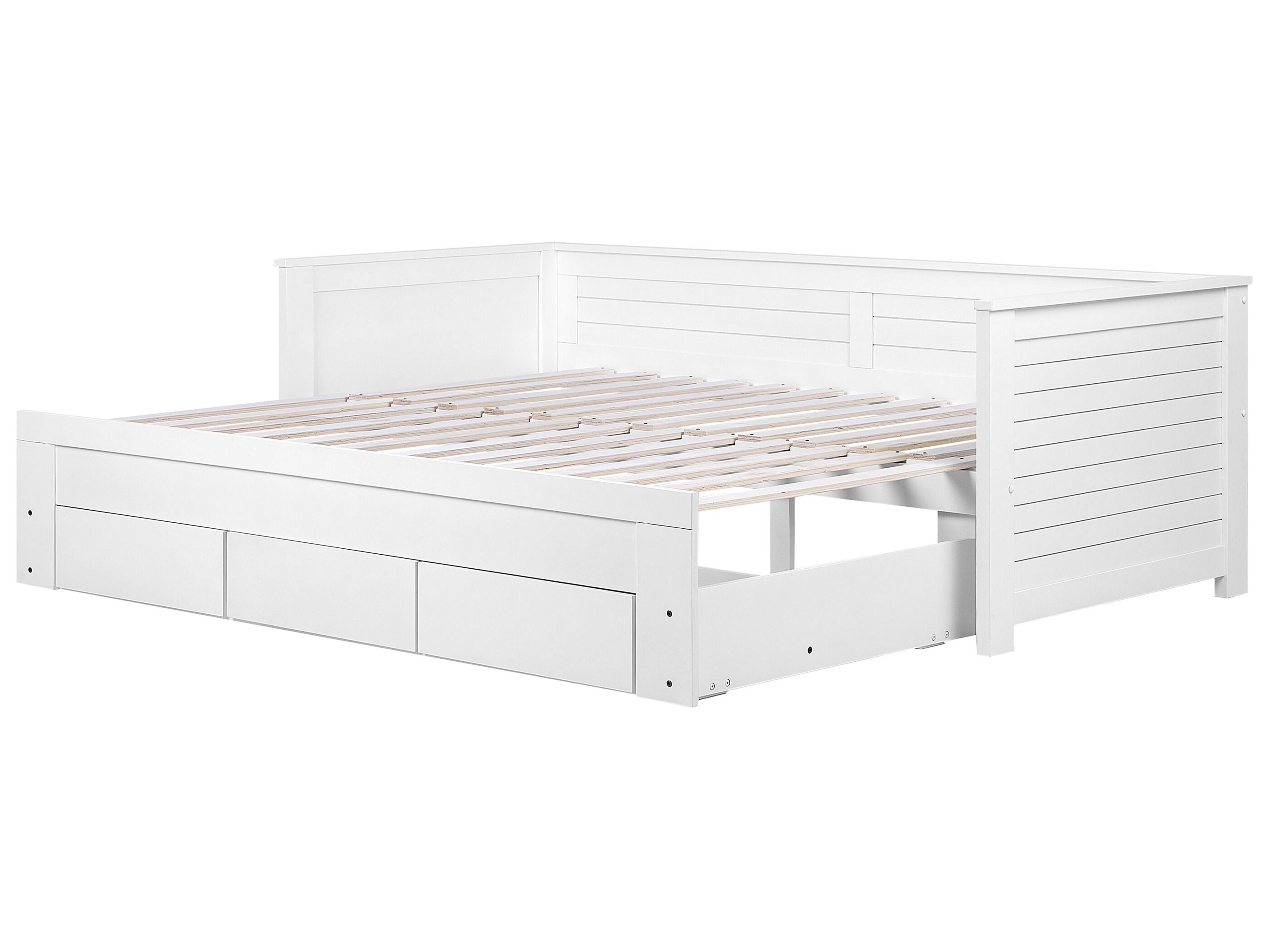 Bed met opbergladen Hout CAHORS 90 x 200 cm Wit