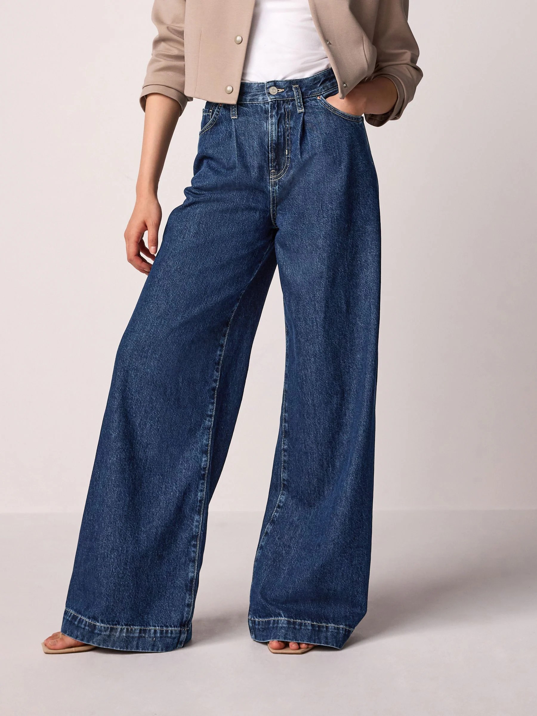 Rinse wash - Palazzo-jeans met wijde pijpen van 100% katoen