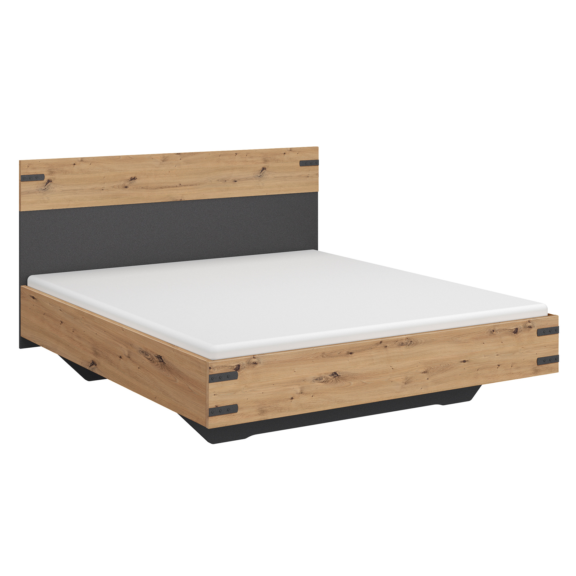 Bett - Eiche Artisan-graumetallic - 160x200 cm