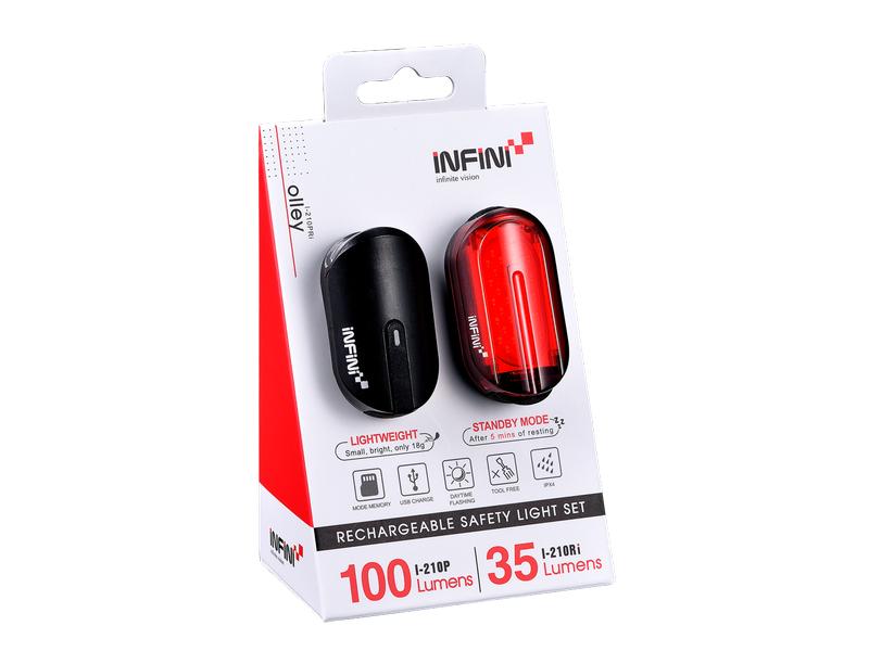 Infini Beleuchtungsset I-210PRi OLLEY Schwarz Velolampen-Set