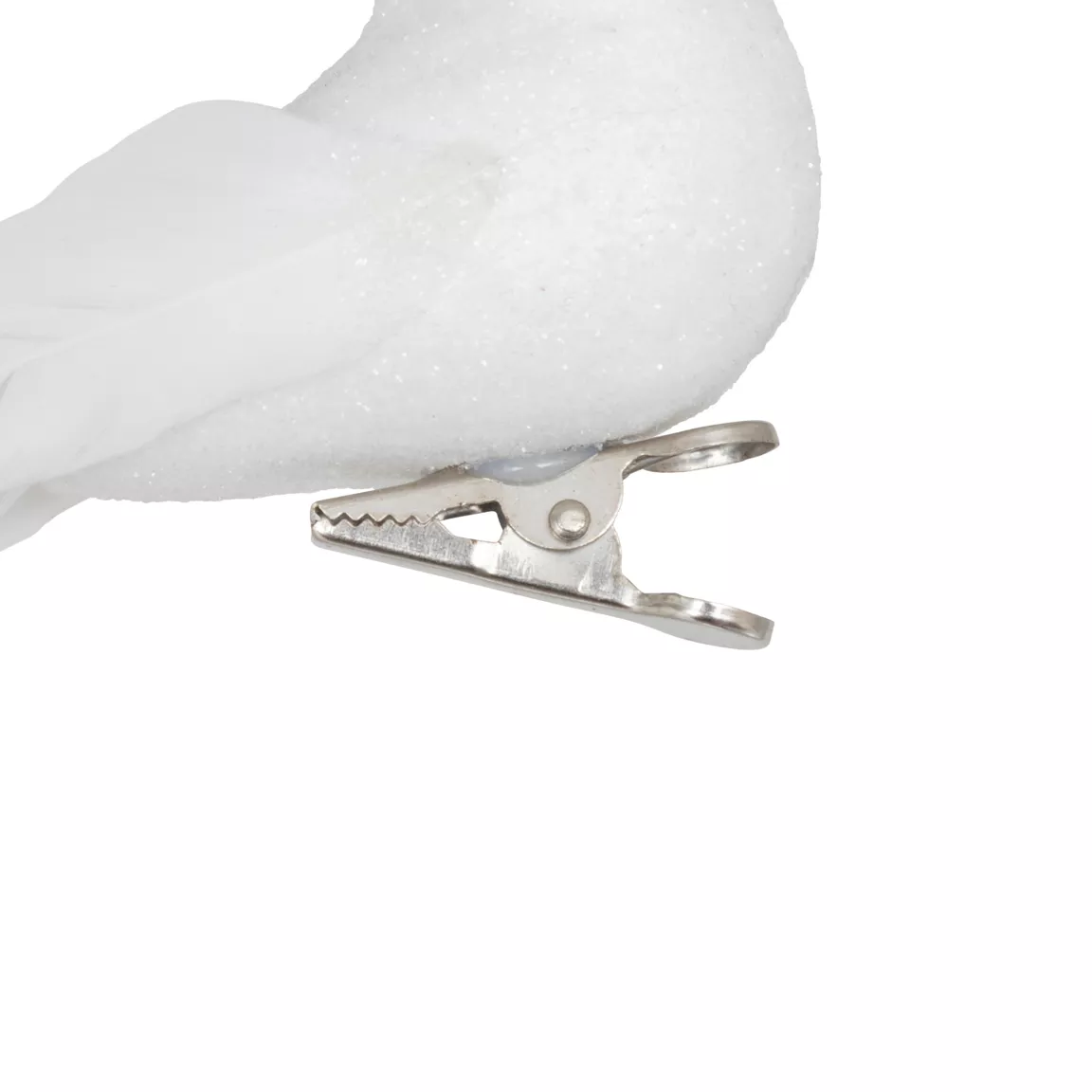 Oiseau sur pince (L10 cm) Calypso de Noël Blanc