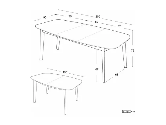 Table à manger extensible en bois massif naturel 150x75