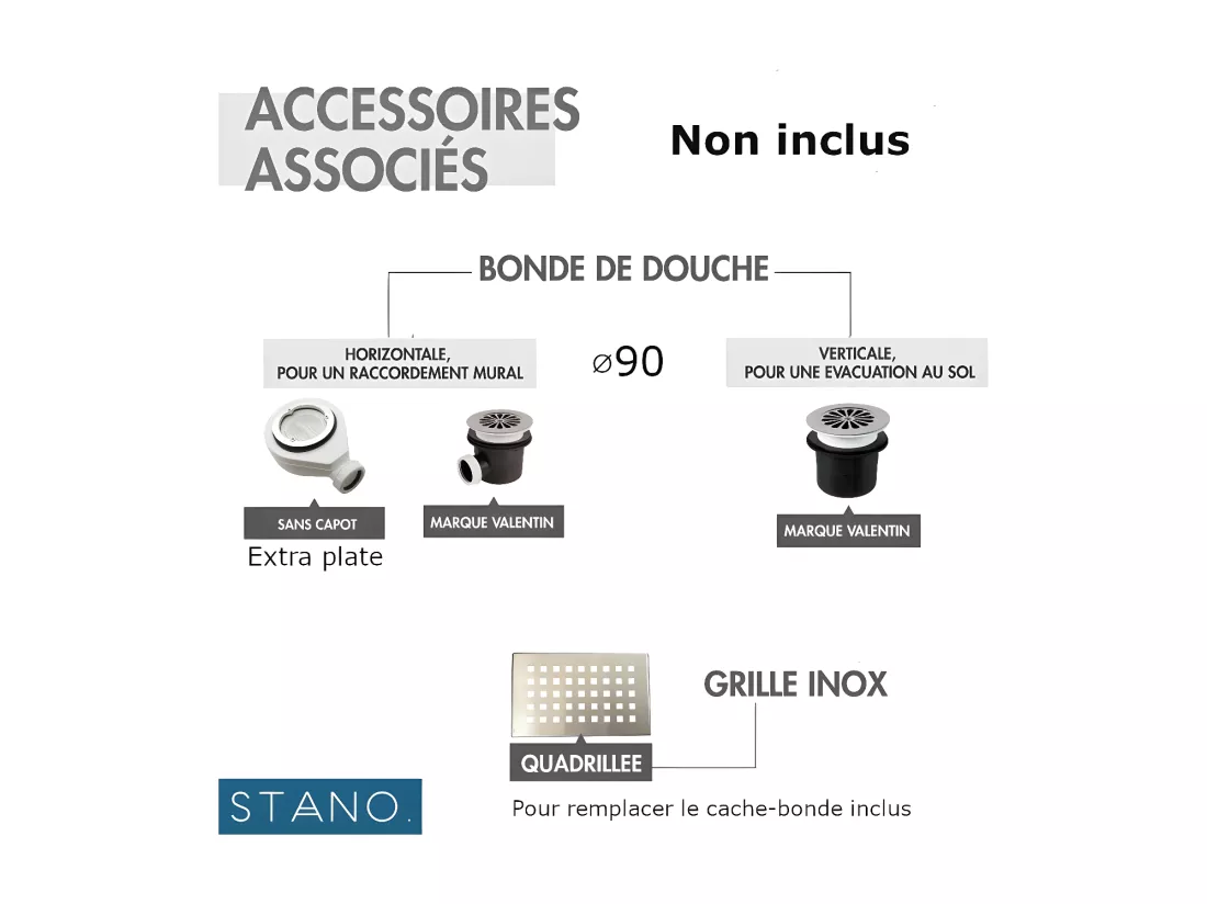 Receveur de douche 80 x 180 cm extra plat LUCIA en SoliCast® surface ardoisée blanc