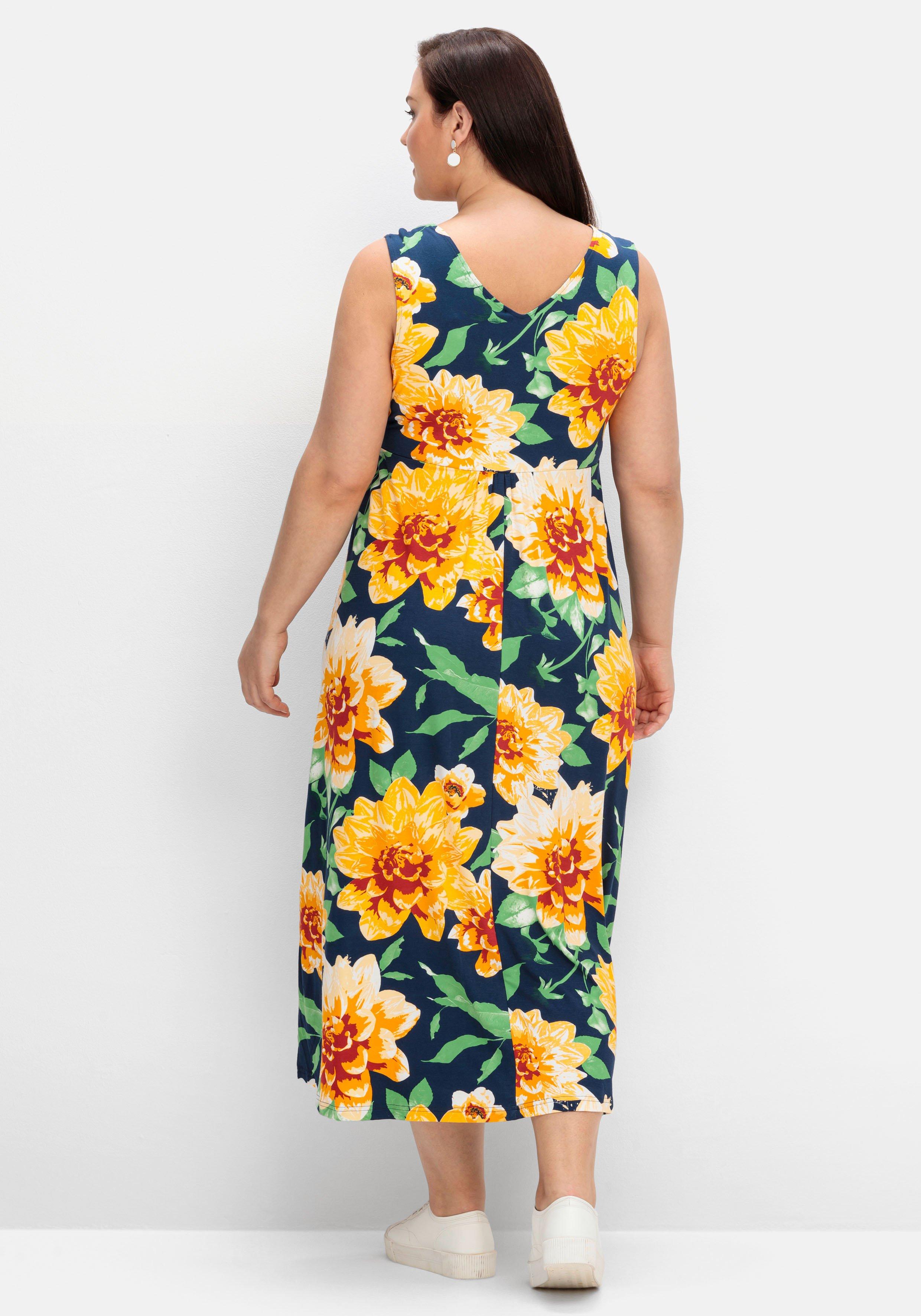 Ärmelloses Jerseykleid mit Blumendruck