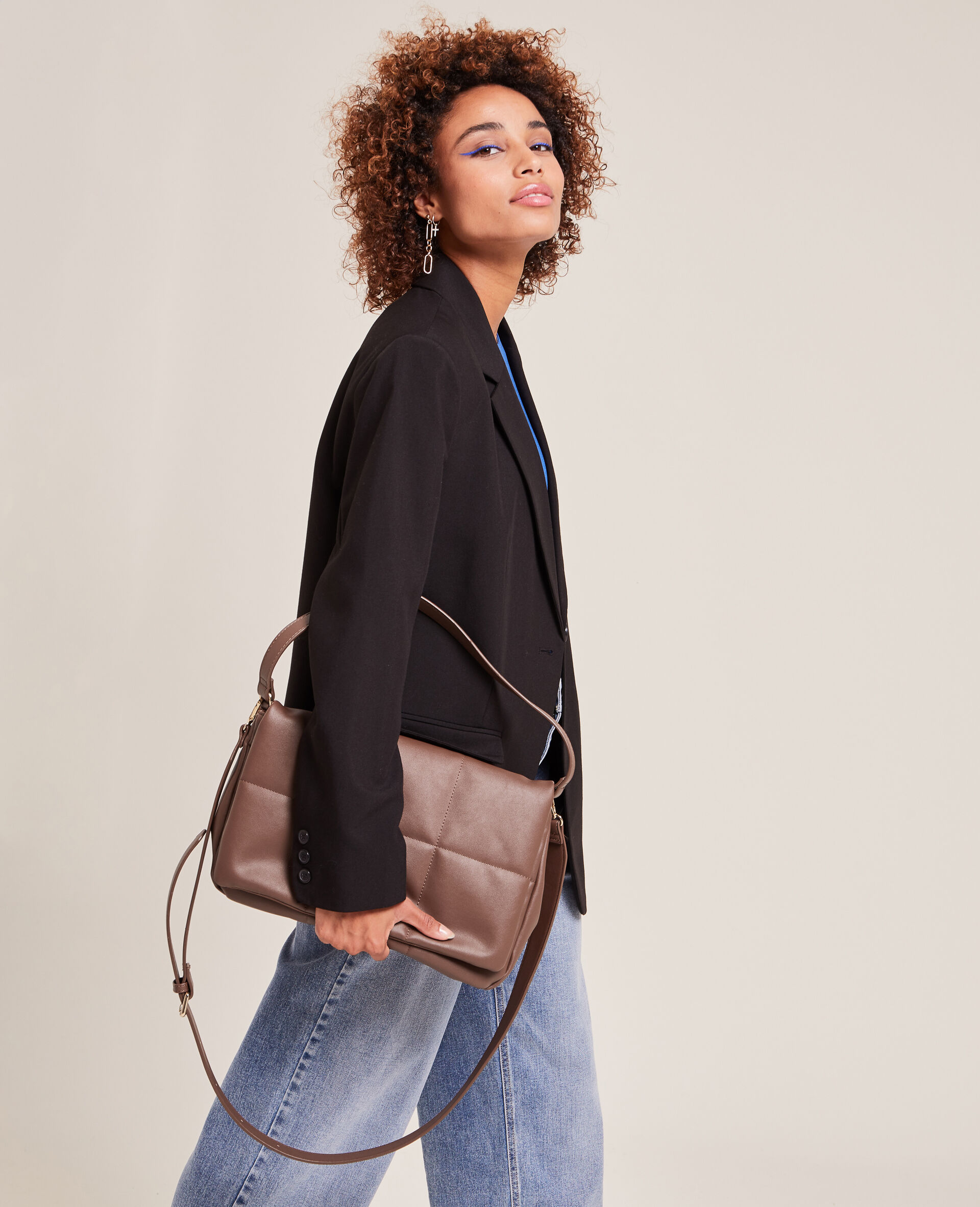 Sac simili matelassé - Vieux rose