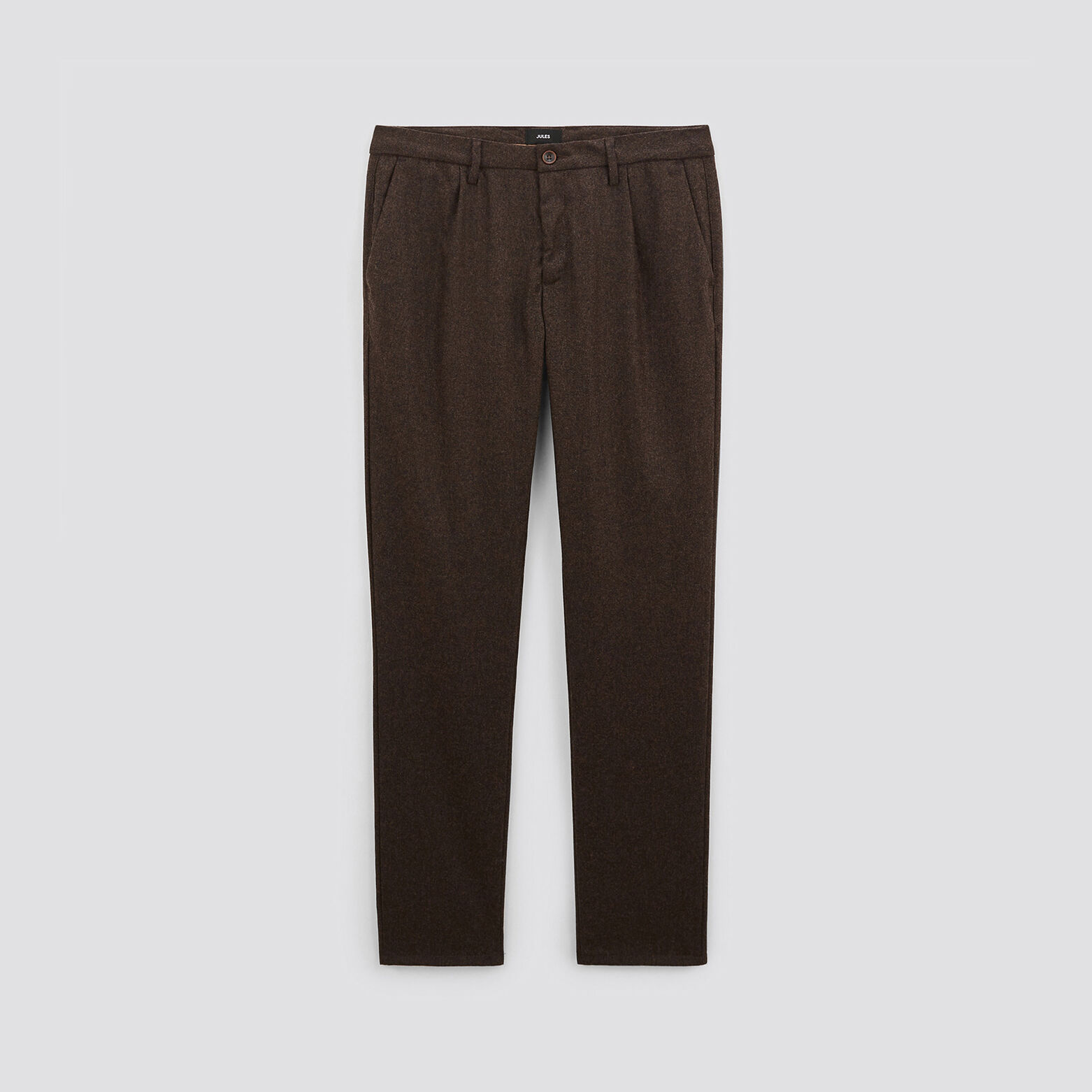 Pantalon chino slim à plis contenant de la laine Marron