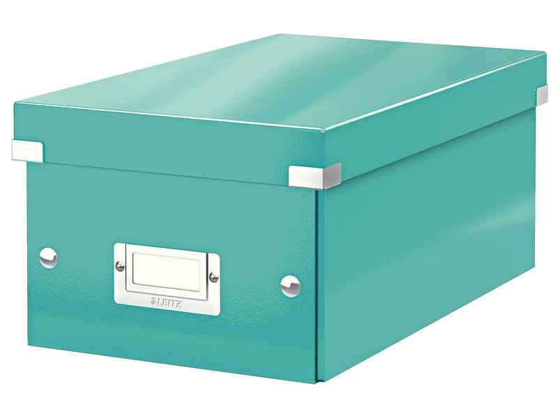 Leitz Aufbewahrungsbox 20 DVD-Hüllen, Blau Zusammenfaltbare Aufbewahrungslösung für DVDs, eisblau