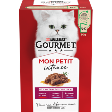 Gourmet Mon Petit Intense Fijne stukjes met Rund, Kalf, & Lam 6x50g
